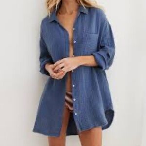 Aerie Gauzy Coverup Shirt